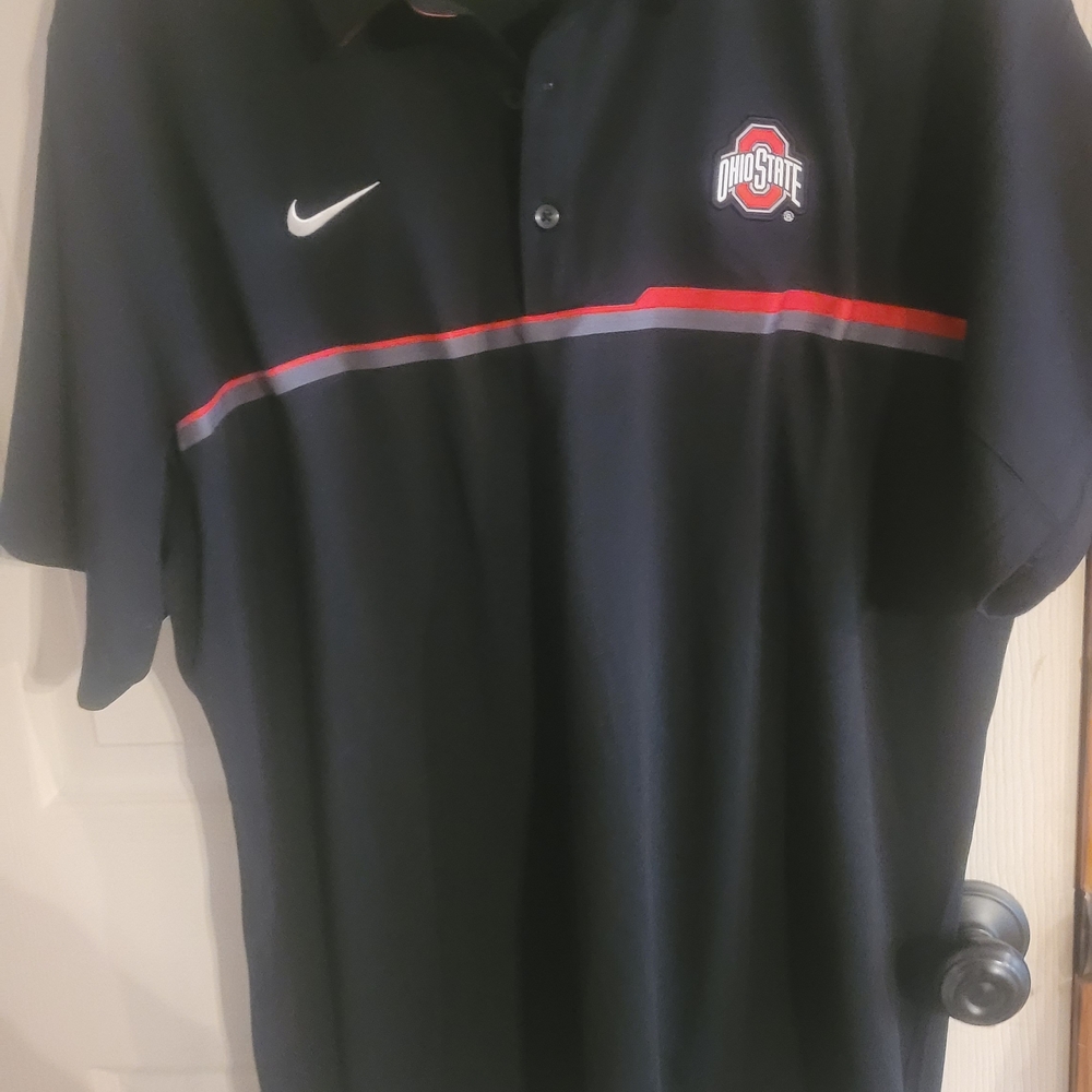 Nike Black and Red Ohio State Men's Polo